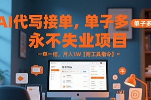 AI代写接单,永不失业项目,单子多,一单一结,月入1W【附工具指令】