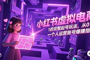 (15230期)小红书虚拟电商,从0-1的完整起号玩法,一个人运营账号爆赚指南