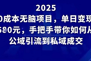 0成本无脑项目,单日变现多张,手把手带你如何从公域引流到私域成交