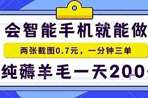 手机项目,二十秒一单,纯薅羊毛一天2张+做就有【揭秘】