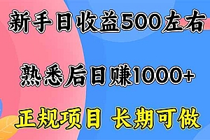 (16132期)新手日收益500+ 正规项目 长期可做
