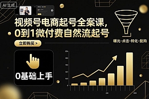 视频号电商起号全案课,0到1微付费自然流起号