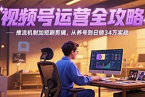 (15217期)2025视频号运营全攻略,推流机制加短剧剪辑,从养号到日销34万实战