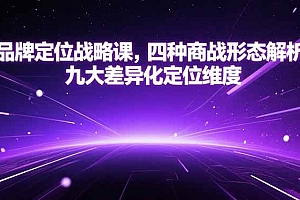 (15304期)品牌定位战略课,四种商战形态解析,九大差异化定位维度