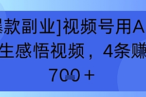 【爆款副业】视频号用 AI 做人生感悟视频,4 条挣了 7张+