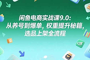 (15325期)闲鱼电商实战课9.0:从养号到爆单,权重提升秘籍,选品上架全流程