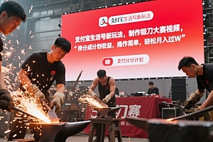 支付宝生活号新玩法,制作锻刀大赛视频,挣分成计划收益,操作简单,轻松月入过W