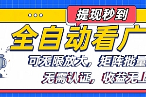 全自动看广告项目,可无限放大,可矩阵批量操作