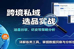跨境私域选品实战:涵盖谷歌、虾皮等策略分析,详解各类工具,掌握数据洞察与分析技巧