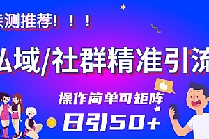 私域社群精准引流,亲测推荐日引50+当天见效可矩阵操作