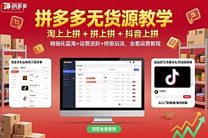 拼多多无货源教学,淘上拼+拼上拼+抖上拼,精细化蓝海+运营进阶+终极玩法,全套运营教程