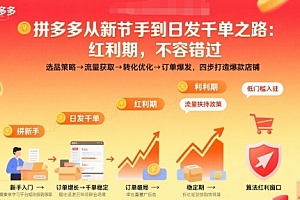 拼多多从新手到日发千单之路,拼多多红利期,不容错过【音频】
