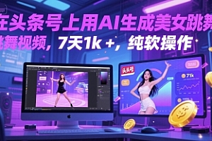在头条号上用AI生成美女跳舞视频,7天1k+,纯软件操作