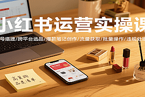 小红书运营实操课,账号搭建/跨平台选品/爆款笔记创作/流量获取/批量操作/违规处理等