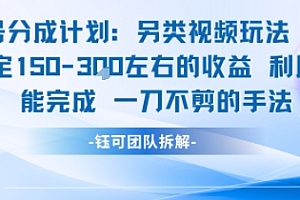 视频号分成另类视频玩法单号每天固定150左右的收益利用AI就能完成一刀不剪的手法