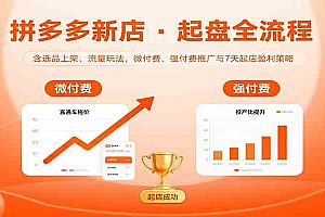 拼多多新店起盘全流程,含选品上架、流量玩法,微付费、强付费推广与7天起店盈利策略