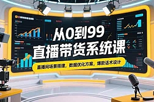 (15362期)从0到99直播带货系统课,直播间场景搭建,数据优化方案,爆款话术设计