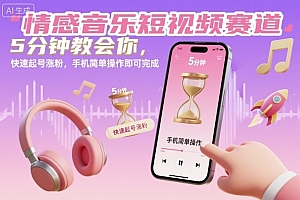 情感音乐短视频赛道,5分钟教会你,快速起号涨粉,手机简单操作即可完成