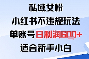私域女粉:小红书平台不违规玩法单账号日利润6张+适合新手小白