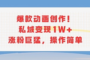 爆款动画创作!私域变现1W+涨粉巨猛,操作简单