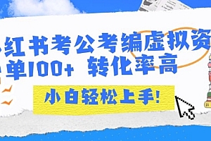 小红书考公考编虚拟资料出售一单100+ 转化率高 小白可轻松上手