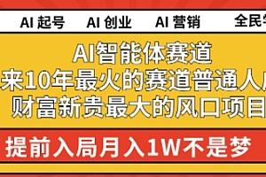 AI智能体赛道未来10年最火的赛道普通人成为财富新贵最大的风口项目提前入局月入1W