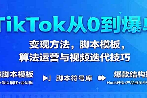 TikTok从0到爆单:变现方法,脚本模板,算法运营与视频迭代技巧
