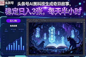 头条号AI黑科技生成奇异故事,稳定日入3张,每天半小时