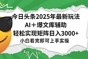 (15299期)今日头条2025年最新玩法,一键生成爆款,轻松实现矩阵日入3000+