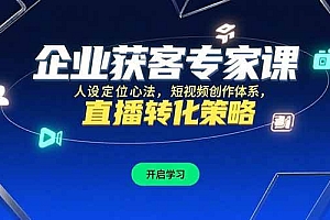 (15397期)企业获客专家课,人设定位心法,短视频创作体系,直播转化策略