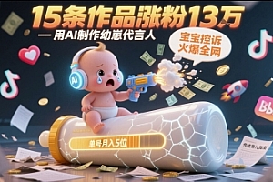 用AI制作幼崽代言人,宝宝的控诉火爆全网,15条作品涨粉13W,单号月入5位数实操教程