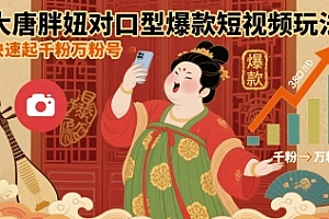 大唐胖妞对口型爆款短视频玩法,快速起千粉万粉号