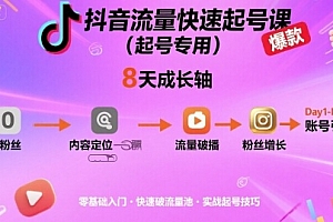 抖音流量快速起号课(起号专用),8天带你做爆自己的账号
