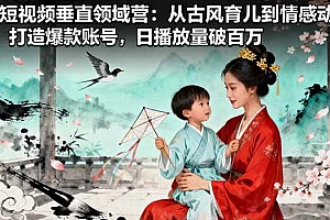 (16195期)AI短视频垂直领域营:从古风育儿到情感动漫,打造爆款账号,日播放量破百万