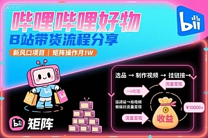 哔哩哔哩好物,B站带货流程分享,新风口项目,矩阵操作月1W
