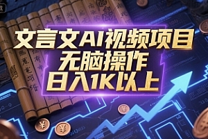 文言文AI视频项目,无脑操作,日入1K以上