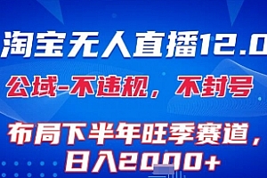 淘宝无人直播12.0,不封号,不违规,布局下半年旺季赛道,日入1k+(独家技术)【揭秘】