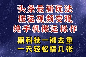 今日头条纯搬运玩法,轻松过原创不违规,轻松日入三位数,稳的很
