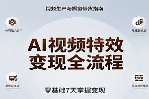 AI视频特效变现全流程,零基础7天掌握视频生产到橱窗带货变现