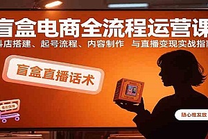 盲盒电商全流程运营课:抖店搭建、起号流程、内容制作与直播变现实战指南