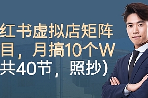 小红书虚拟店矩阵项目,照抄照做,月搞1W+(共40节)