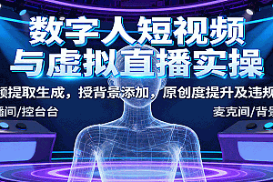 数字人短视频与虚拟直播实操,音频提取生成,授背景添加,原创度提升及违规规避