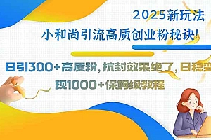 (15663期)2025新玩法小和尚引流高质创业粉秘诀!日引300+高质粉,抗封效果绝了,…