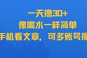 一天撸30+,像喝水一样简单,手机看文章,可多账号操作