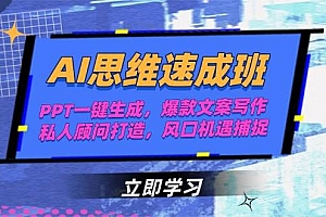 AI思维速成班,PPT一键生成,爆款文案写作,私人顾问打造,风口机遇捕捉