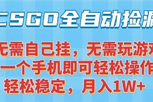CSGO自动捡漏项目,最新独家玩法,一个手机可操作,新手小白轻松月入1W+,操作简单易上手【揭秘】