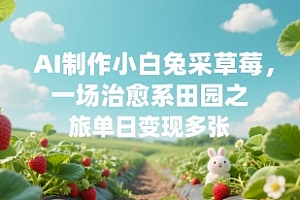 AI制作小白兔采草莓,一场治愈系田园之旅单日变现多张