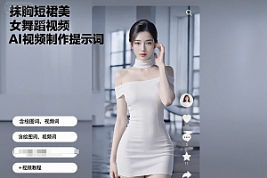 抹胸短裙美女舞蹈视频AI视频制作提示词(含绘图词、视频词)+视频教程