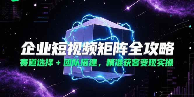 （15242期）企业短视频矩阵全攻略，赛道选择+团队搭建，精准获客变现实操