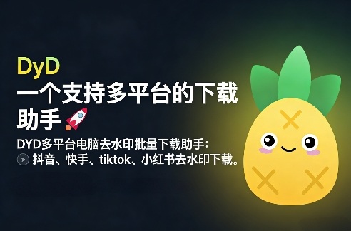 DYD多平台电脑去水印批量下载助手:抖音、快手、tiktok、小红书去水印下载